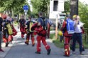 Koelner Seilbahn Gondel blieb haengen Koeln Linksrheinisch P354